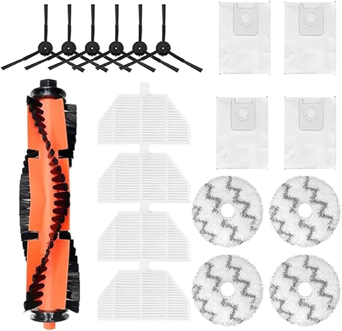 BeNtli Smart Vacuum Cleaner Spare PartsMain BrushHepa FilterDust BagSide BrushMop ClothCompatible for Roidmi Eva (Color : As Shown-23)