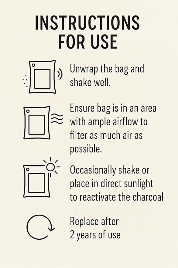 1000g Large Bamboo Charcoal Air Purifier Bag - Car Deodorizer Freshener - Remove Odor and Control Moisture in Your RV Camper SUV Truck Closet Mobile Home Storage - Non fragrant 1kg