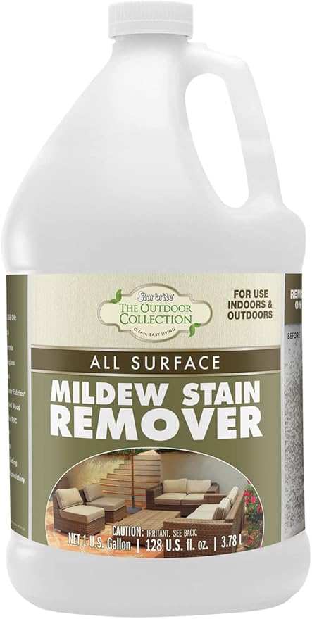 STAR BRITE O/C Mildew Stain Remover - Professional Strength Quick-Acting Multi-Surface Cleaner for Outdoor Furniture Vinyl &amp Grout - 1 Gallon (054400)