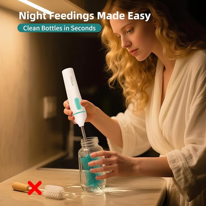 Electric Bottle Brush Cleaner6-in-1 Portable Electric Baby Bottle Brush Cleaner for Travel Rechargable Travel Bottle Cleaner Kit with Nipple &amp Straw BrushIdeal Gift for Parents &amp Babies