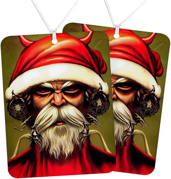 Santa Car Freshener Set of 6 - Demon Car Air Freshener - Christmas Themed Air Freshener for Car