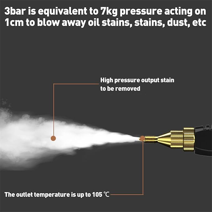 2500W High Pressure High Temperature Portable Handheld Steam Cleaner Household Air Steam Cleaner for Kitchen Furniture Bathroom CarSix Levels Adjustable