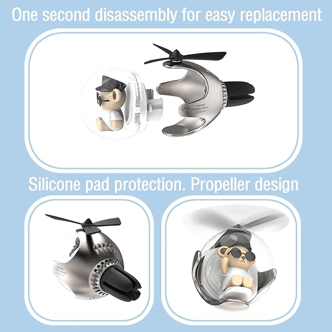 2 Pcs Pilot Car Air Freshener Cute Duck Car Vent Clip Air Freshener Automotive Air Outlet Fan Diffuser Automotive Interiors Vent Decoration (Silver+Red)