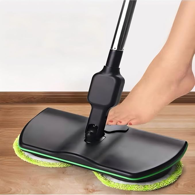 Ultra-Light Cordless Mop High-Efficiency Electric Floor Scrubber with Rechargeable Cleaner for Laminate Wood Tile Ergonomic Handle Low Noise Operation Reusable PadsIncludes 6 PCS Cleaning Cloths