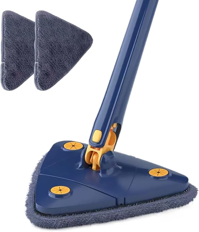 360 Degree Rotating Triangle Cleaning Mop Rotating Adjustable Cleaning Mop 2 Reusable Washable Pads 12027(A)