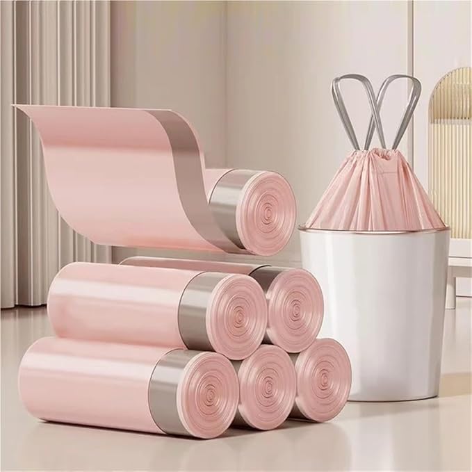 4 Gallon Drawstring Small Trash Bags - Thickened Garbage Bags for Kitchen Bathroom Bedroom and Office Use(30pcs 2Rolls)