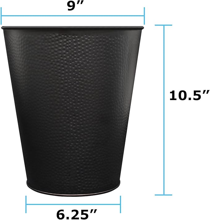 Wastebasket for Bedroom Bathroom Trash Can 6 Liters Black Stainless Steel