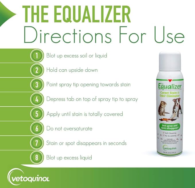 Vetoquinol Equalizer Pet Carpet Cleaner Stain Remover &amp Odor Eliminator Carpet Spot Cleaner 20oz