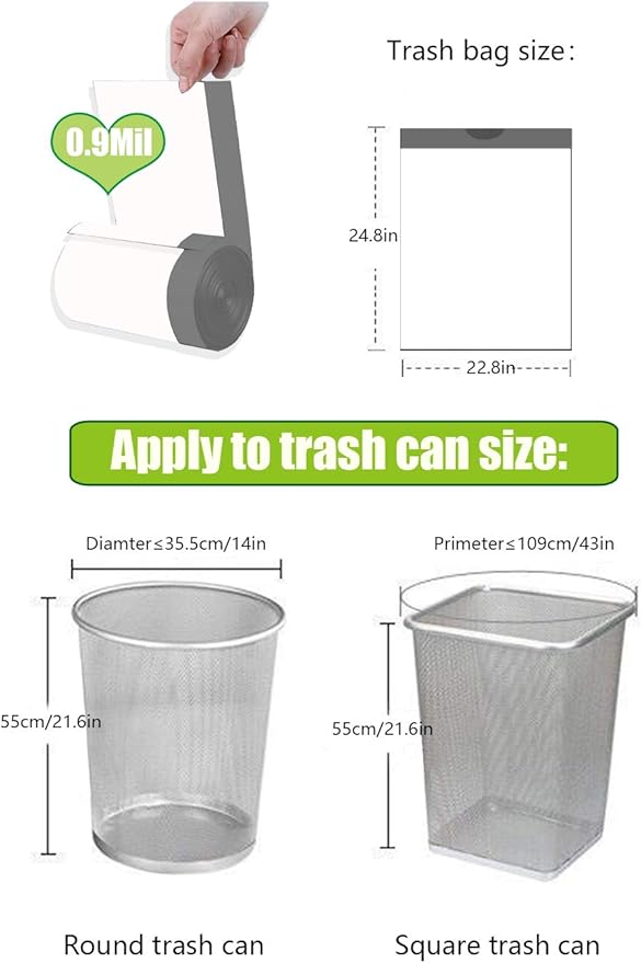 Besli 10 Gallon Drawstring Trash Bag Garbage Bag Trash Can Liner0.9 Mil90 Counts