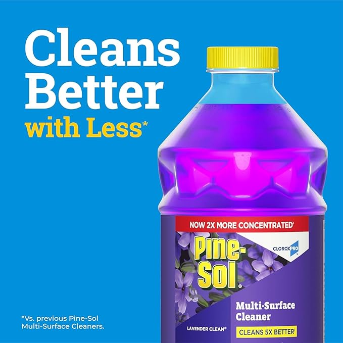 Pine-Sol 2X Concentrated Multi-Surface Concentrated Formula All-Purpose Cleaner Lavender Clean Scent 40 Fluid Ounces (Pack of 2 total of 80 Fl oz) Makes 80 Gallons Of Cleaning Solution