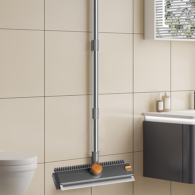 Floor Scrub Brush - Extendable Pole Washing Device Manual Home Scrubber | Bathroom Scrub Brush Multifunctional Bathroom Tile Grout Washer for Kitchen Shower Patio Garage Marble Laminate