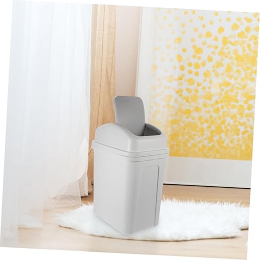 Large Capacity Trash Can with Lid Thick Plastic Kitchen Wastebasket for Home Living Room and Bathroom Easy Press Open Design for Compact Spaces