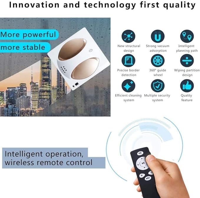 Window Cleaning Robot with Remote ControlWindow Cleaner-Vacuum Cleaner Glass Cleaning Robot Anti-Falling for Windows GlassTilesBathroom Cleaning with Multiple Safety