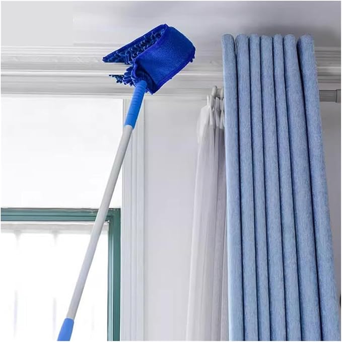 Microfiber Ceiling Fan Blade Cleaning Duster Kit Removable Flexible Cobweb High Dust Removal Dusters(Blue Brush Head)