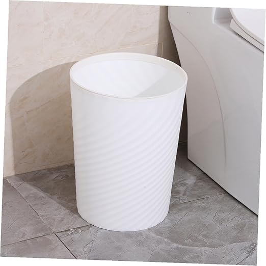 Plastic Trash Can Wastebasket White Open Top Trash Bin for Bathroom Office Bedroom Kitchen Large Opening Sturdy Structure Versatile Household Garbage Container