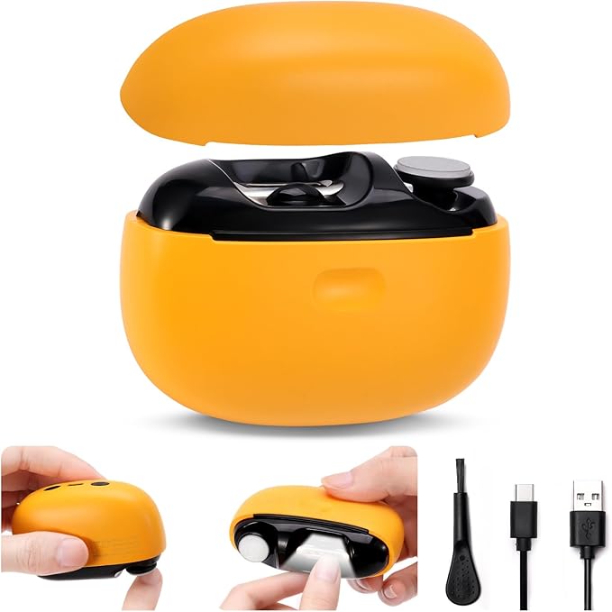 Electric Nail Clipper 2 in 1 Nail Care Tool with Filing Function Safe &amp Gentle Nail Trimmer with LED Light Quiet and Effortless Rechargeable for Adults &amp Seniors (Yellow)