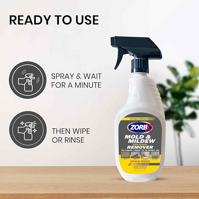 ZORBX Extra Strength M&ampM Remover and Cleaner - Bleach Free Cleaner Spray | Scrub Free Formula | All-Purpose Odor Remover for Carpet Bathroom Walls Wood Shower and Car - 24 FL Oz + 128 Fl Oz