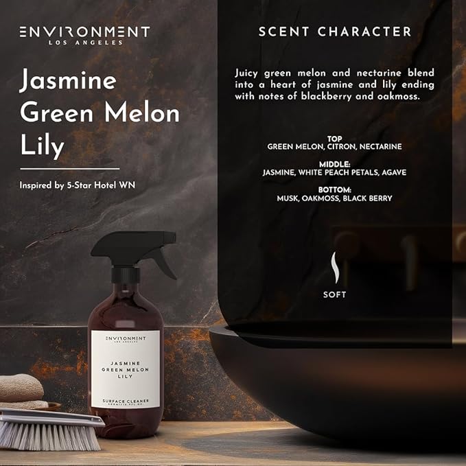 ENVIRONMENT Inspired by 5-Star Resort WN Surface Cleaner 16oz Luxury Surface Cleaner (Jasmine | Green Melon | Lily) Home Essentials Scented Cleaning Products Vegan &amp Cruelty-Free