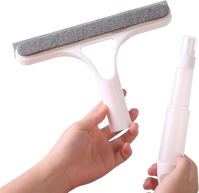 3-in-1 Glass Cleaning Tool for Home Bathroom Mirror and Windows Water Wiper for Shower and Glass Surfaces ﻿(Blue and White)