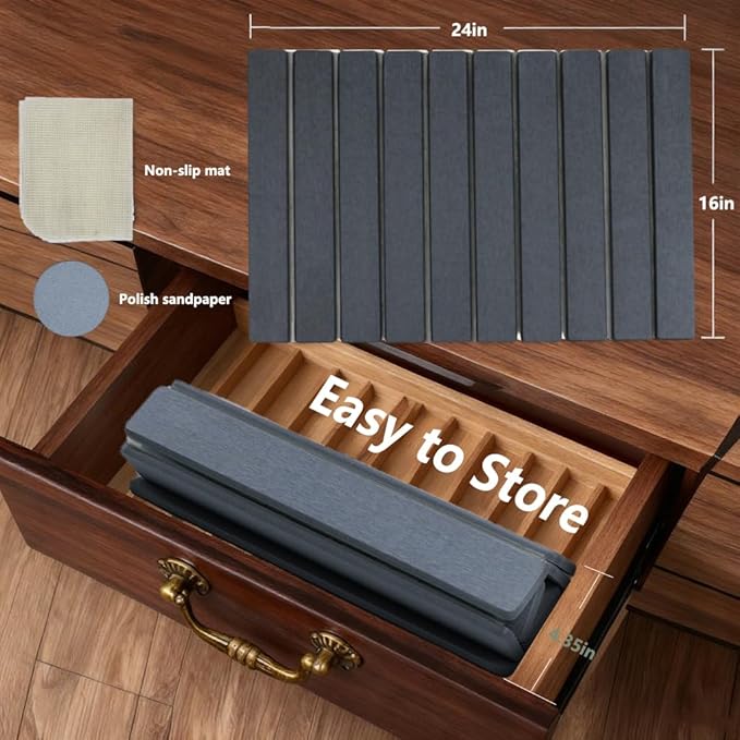 Large Stone Dish Drying Mat for Kitchen Counter 24×16 – Quick Drying Diatomaceous Earth Super Non-Slip Absorbent Birthday Gifts for Women Mom Grandma (Dark Gray 24×16)