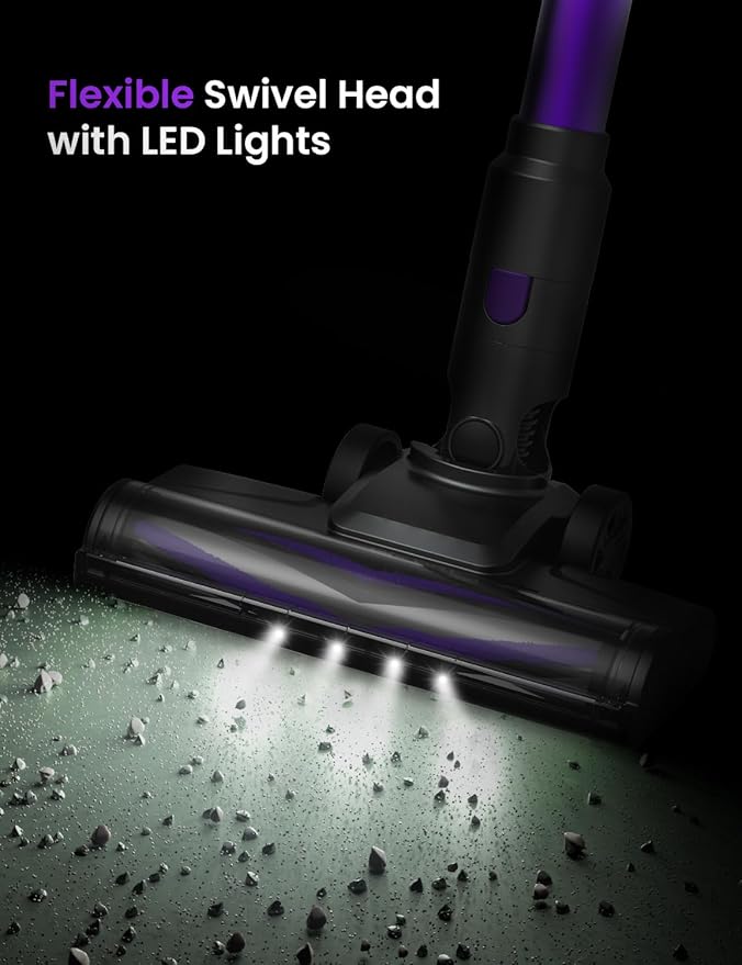 Vexilar V8PRO Cordless Vacuum Cleaner for Home - 25Kpa Stick Vacuum with Self Standing Design Max 35Min Runtime 6 in 1 Lightweight Vacuum for Hardwood Floors and Carpet Pet Hair(Violet)