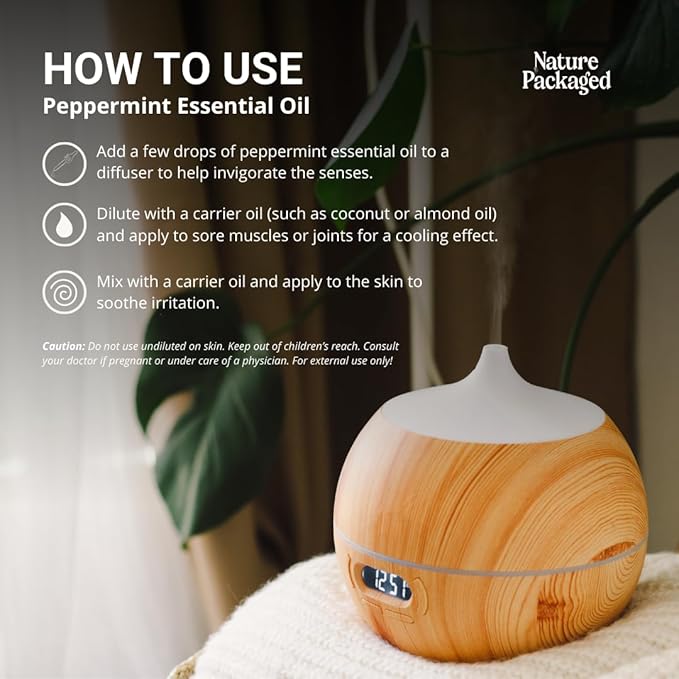 Peppermint Essential Oil - Direct from Norex Flavours India - Steam Distilled - Aceite Esencial de Menta for Aromatherapy Massage Diffuser DIY Candle and Soap Making - 2lbs