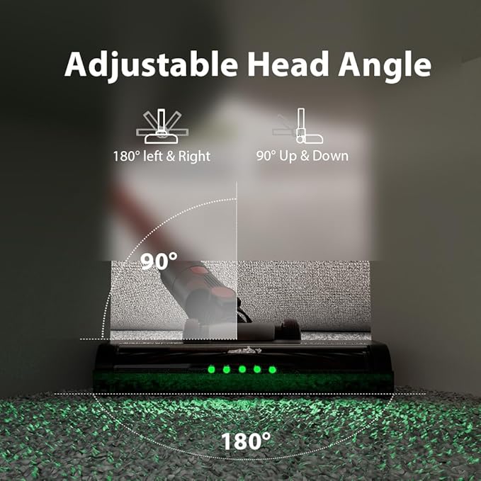 43KPa Cordless Vacuum | 300W 6-in-1 Lightweight with Crevice Tool | 3 Speeds &amp 45min LED Display | Green Light Dust Detection for Dark Areas | Handheld Car Vacuum Accessory VEAVON
