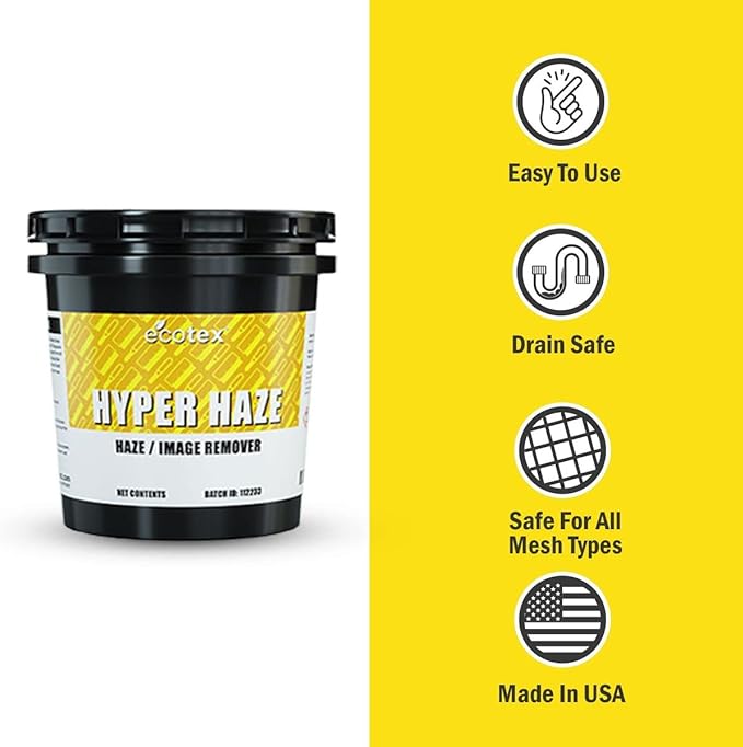 Ecotex All Purpose Screen Printing Hyper Haze (Gallon - 128oz.) - Eco-Friendly Haze Remover and Degreaser Plastisol and Water Based Ink Remover - Silk Screen Cleaner