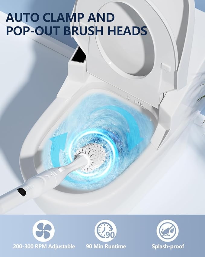 Electric Toilet Brush and Holder Set Leebein 8 in 1 Electric Toilet Bowl Cleaning Kit with 8 Replaceable Brushes Hard Nylon Brush and Soft Silicone Brush 6 Refills Disposable Cleaner Brush