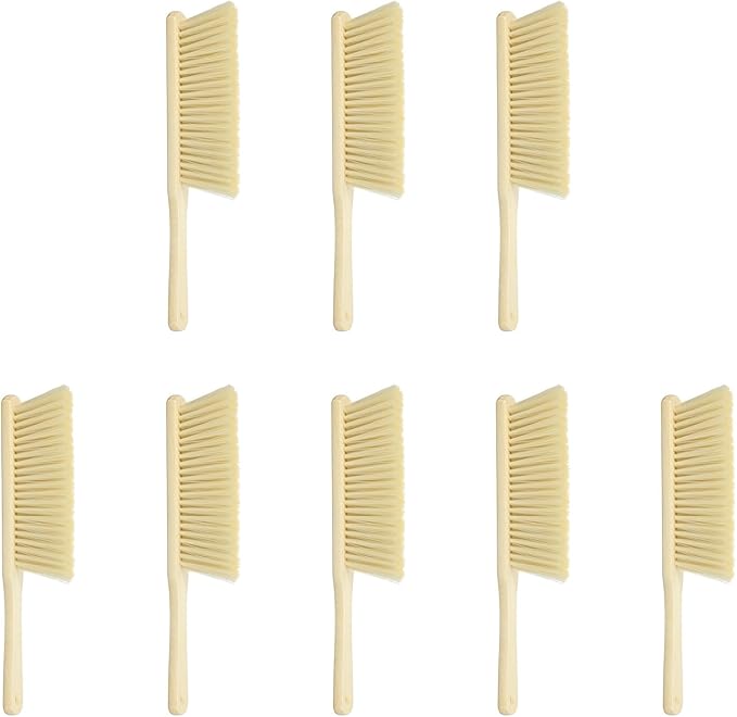 uxcell 8pcs Wooden Dust Brush 14 Inch Hand Broom Cleaning Brush Soft Bristle with Wood Handle for Bench Car Sofa Bed Fireplace Yellow