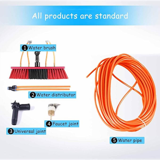 Water Fed Extendable Brush Window Clean Extendable Window Cleaning Kit Telescopic Brush Suitable for Cleaner Conservatory Roof Photovoltaic Panel Cleaning(5m)