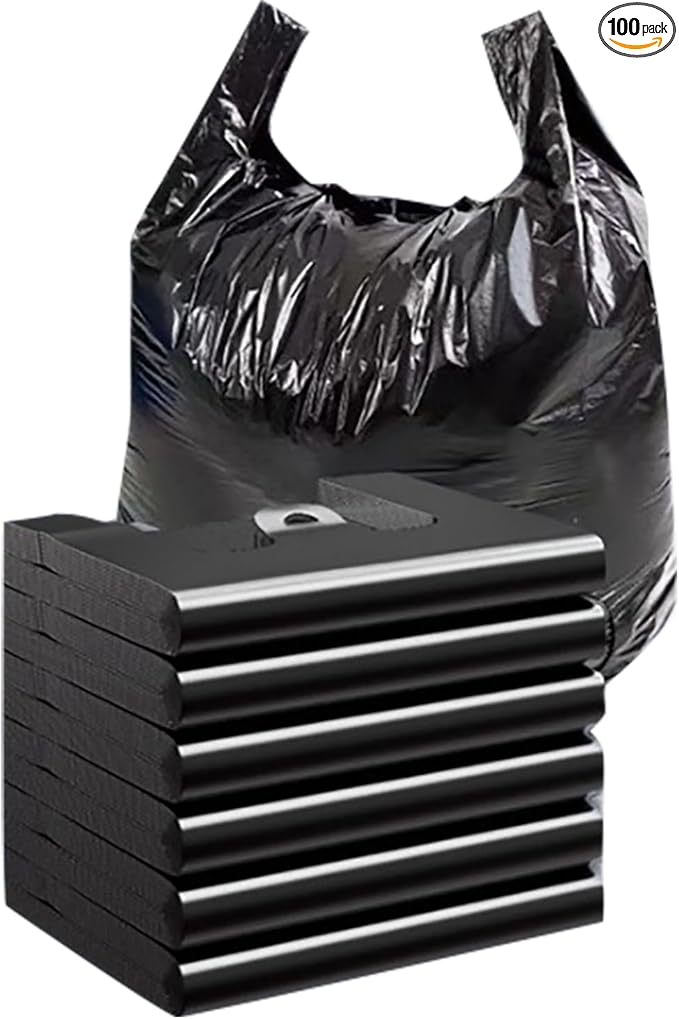 100 Counts Ultra Strong 8-10 Gallon Black Trash Bags 2 Mils Multi-Use Bin Liners Food Scrap Waste Tall Kitchen Garbage Bags for Home Office Kitchen (8-10Gallon)