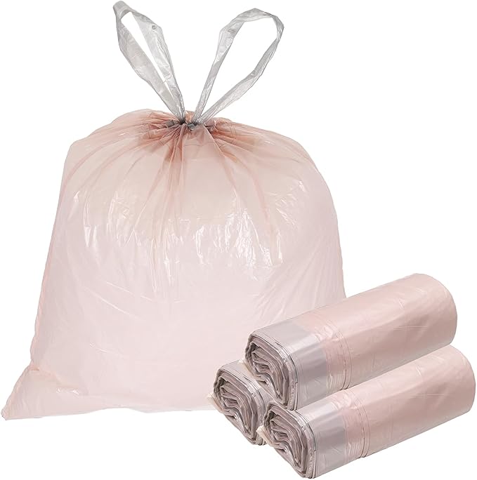 uxcell 160 Count Trash Bags with Drawstring 5.2 Gallon Garbage Bags Unscented Bathroom Trash Can Bin Liners Tear-Free Design for Home Office Kitchen Living Room Bedroom Car Pink