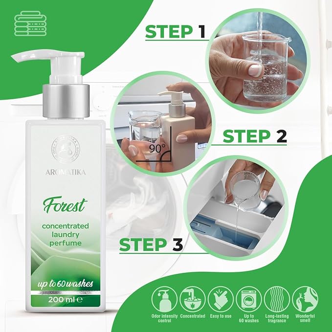 Concentrated Laundry Perfume Forest 200ml - Liquid Perfume Laundry - Linen Freshener - Laundry Scent Booster - Cotton Perfume - Washing Fragrance - Fresh and Long Lasting Scent