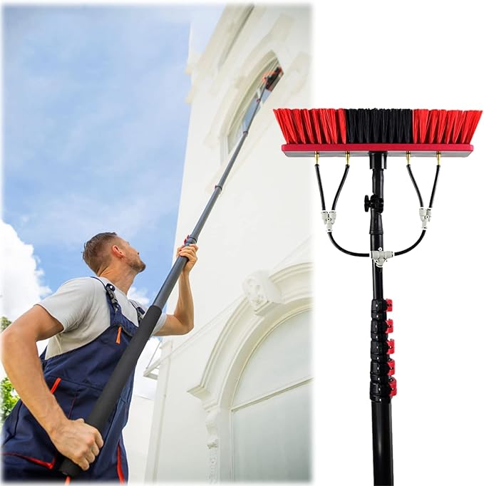 3.6-10.8M Water Fed Telescopic Brush Water Fed Conservatory Roof Cleaner Telescopic Brush Window Cleaning Pole Water Fed Telescopic Brush Extendable Solar Panel Cleaning Brush (3.6M)