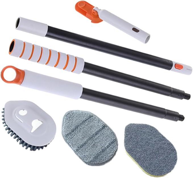 SAFIGLE 1set Multi-Functional Grout and Floor Cleaning Brush Ergonomic Handle for Bathroom Tile and Kitchen Includes Sturdy Hard Bristles and Replaceable for Deep Cleaning