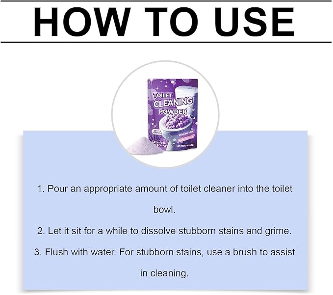 Toilet Cleaning Powder For Home Foaming Coverage Easy Operation(3pcs)