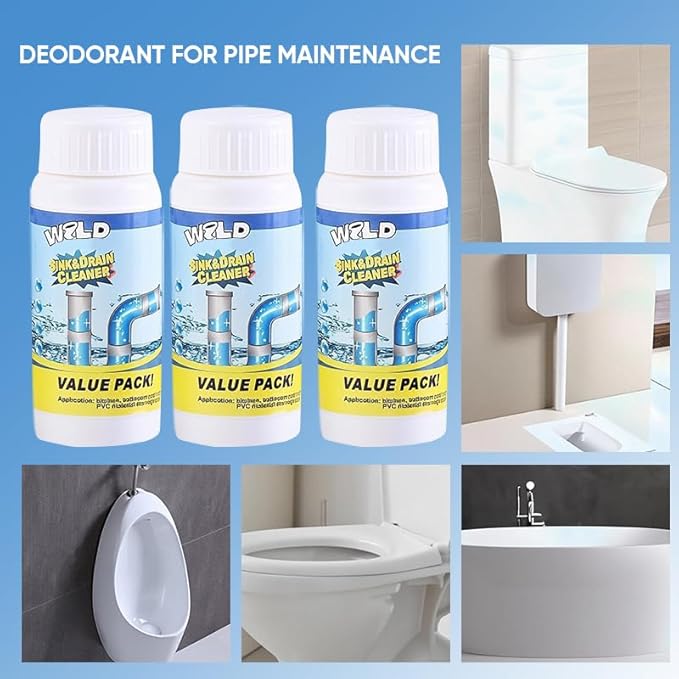 Foaming Sink &amp Drain Cleaner Powder 2026 Upgraded Fast-Acting Pipe Declogger for Kitchen Bathroom Shower Toilet Powerful Rapid Foam Drain Opener for Hair Grease &amp Odor Removal (5pcs)