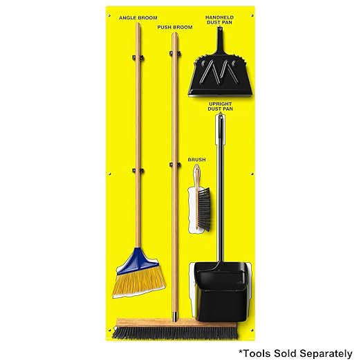 Clean &amp Sweep 5S Shadow Board/Wall Mount Broom Holder 68 x 30 Board 5S Cleaning Station - Board Only Tools Sold Separately Made in The USA by AccuformNMC Yellow/White PSB714YLWT