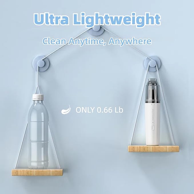 Portable Car Vacuum Cleaner Cordless Handheld Vacuum Lightweight Mini Vacuum for Car and Home with Washable HEPA Filter Rechargeable