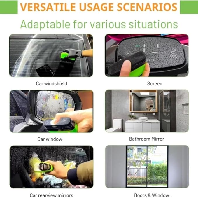Clear Vision Glass Cleaner 2025 Upgrade 2.0 ClearVision Glass Cleaner Oil Free Car Glass BrushReusable Prevents Rain and Fog Glass BrushRemoves Oil Film &amp Grime in Seconds(1set)
