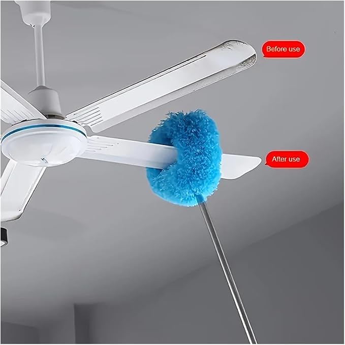Microfiber Ceiling Fan Duster Extendable Long Handle Locking Dust Reusable Cleaning Brush Machine Washable Easy(Green)