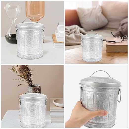 2pcs Multi-use Desk Trash Can Bucket Shape Pen Holder Wastebasket for Home Office
