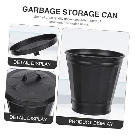2sets Iron Garbage Can Metal Desktop Mini Wastebasket Farmhouse Style for Home Decor 2pcs*2