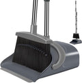 Broom and Dustpan Set Dust pan with Long Handle Broom with Dustpan Combo Set Broom and Dustpan for Home Indoor or Outdoor Cleaning Tool (Deep Gray&ampLight Gray)