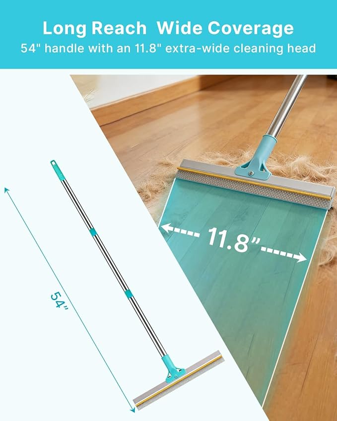Carpet Rake for Pet Hair Removal Tool Upgraded Reusable Carpet Scraper Broom with 54” Adjustable Long Handle Premium Sturdy Cat &amp Dog Hair Remover Carpet Brush for Rugs Mats Couch