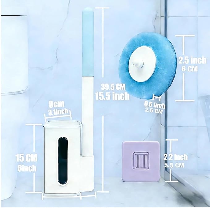 Disposable Toilet Brush Cleaning System Includes 56 Detergent Refills Hygienic Replaceable Brush Heads Wall-Mounted Rotating Holder Set Bathroom Maintenance Toilet Cleaner