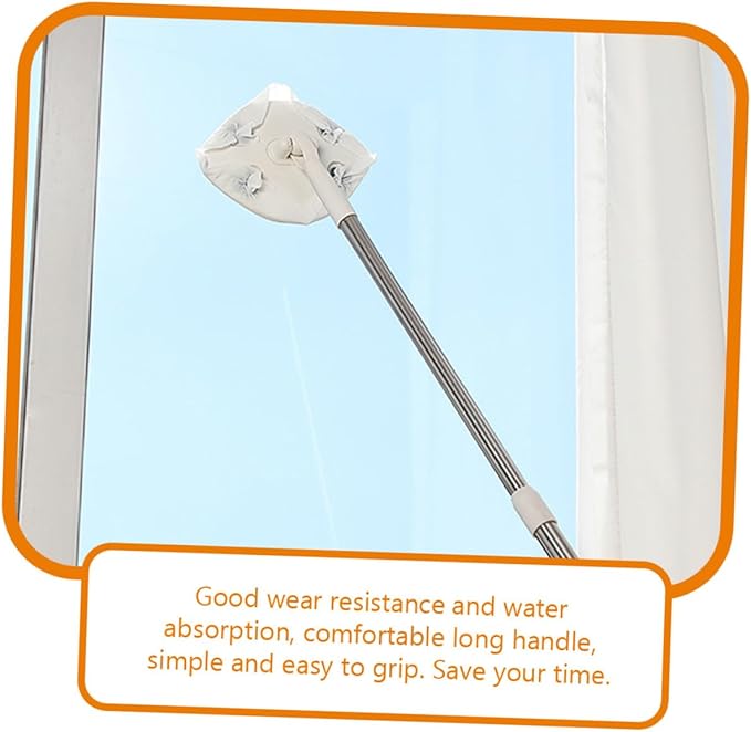 Retractable Household Dust Mop with Long Handle No-wash Microfiber Floor Cleaning Mop Triangular Electrostatic Dust Remover for Convenient Home Use
