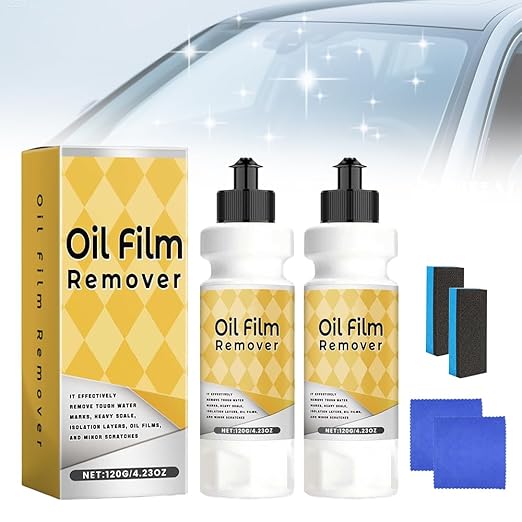 Car Glass Compound for Automotive Glass Cleaner 2025 New Durable Water Stain Remover Efficient Oil Film Cleaner Versatile Glass Cleaning Kit for Automotive Use (2)