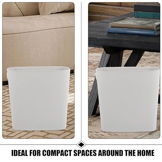 VOSAREA 13 L Rectangular Trash Can Plastic Wastebaskets Garbage Recycling Bin Slim Garbage Can Trash Bin for Narrow Space Bathroom Bedroom Laundry Home Kitchen Office Grey